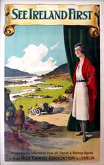 Original Antique Irish Tourist Assn Travel Advertising Poster: See Ireland First