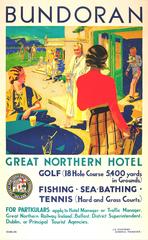 Vintage Original GNRI Travel Poster: Bundoran Great Northern Hotel For Golf Tennis Etc.