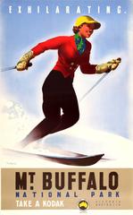 Original Victorian Railways Australia Ski Poster For Mount Buffalo National Park
