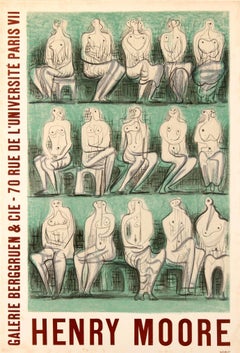 Original Vintage Galerie Berggruen Poster For A Henry Moore Exhibition In Paris
