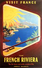 Original Vintage SNCF Travel Advertising Poster: Visit France The French Riviera