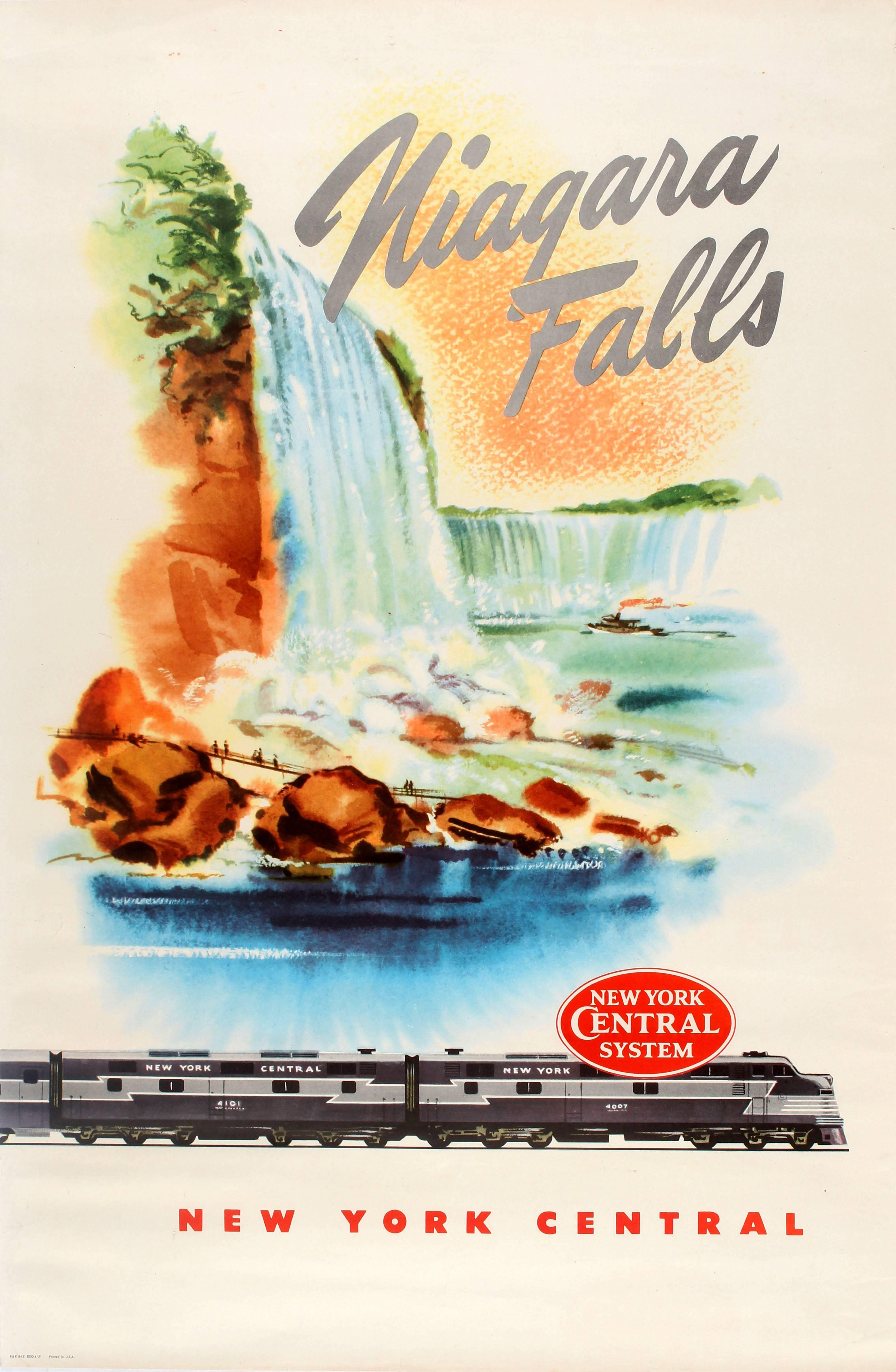 Unknown Print - Original Vintage New York Central Railway Poster Advertising The Niagara Falls
