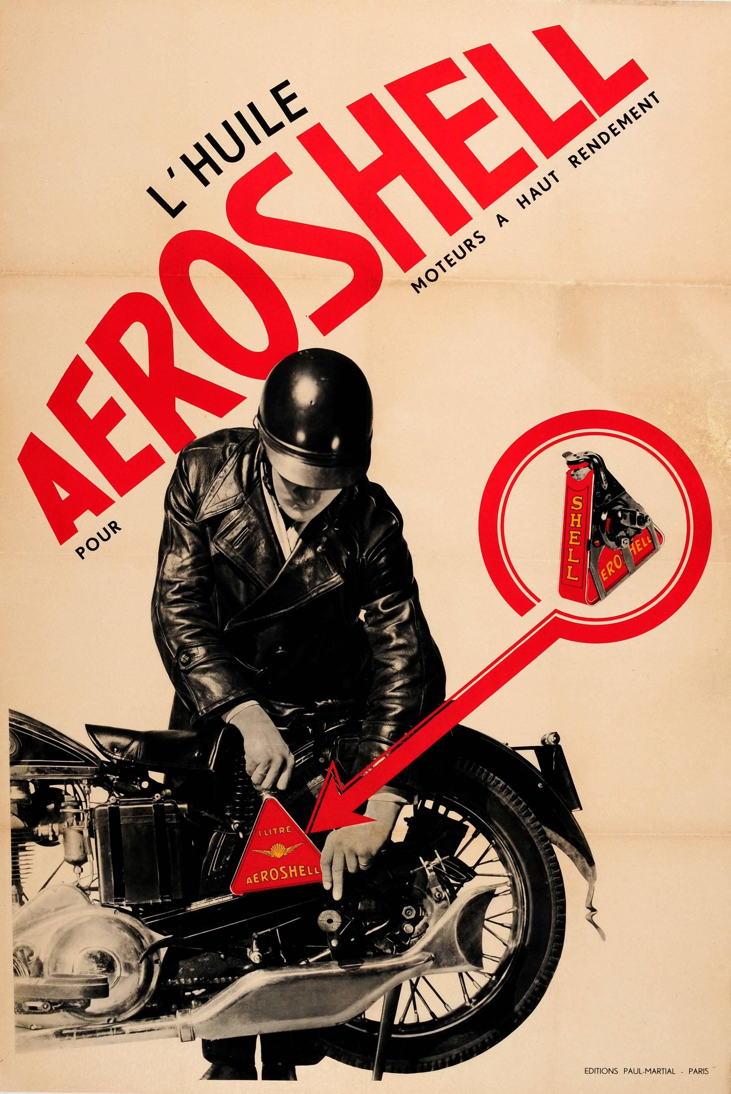 Francis Bernard Print - Original Vintage Constructivist Design Advertising Poster For Aeroshell Oil