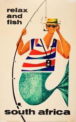 Original Vintage Travel Advertising Poster - Relax And Fish South Africa