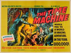 Affiche de film vintage originale de science-fiction pour The Time Machine de H.G. Wells