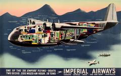 Original Vintage Travel Advertising Poster - Imperial Airways Empire Flying Boat