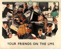 Original Londoner Midland- und schottisches Eisenbahnplakat „Your Friends On The LMS“