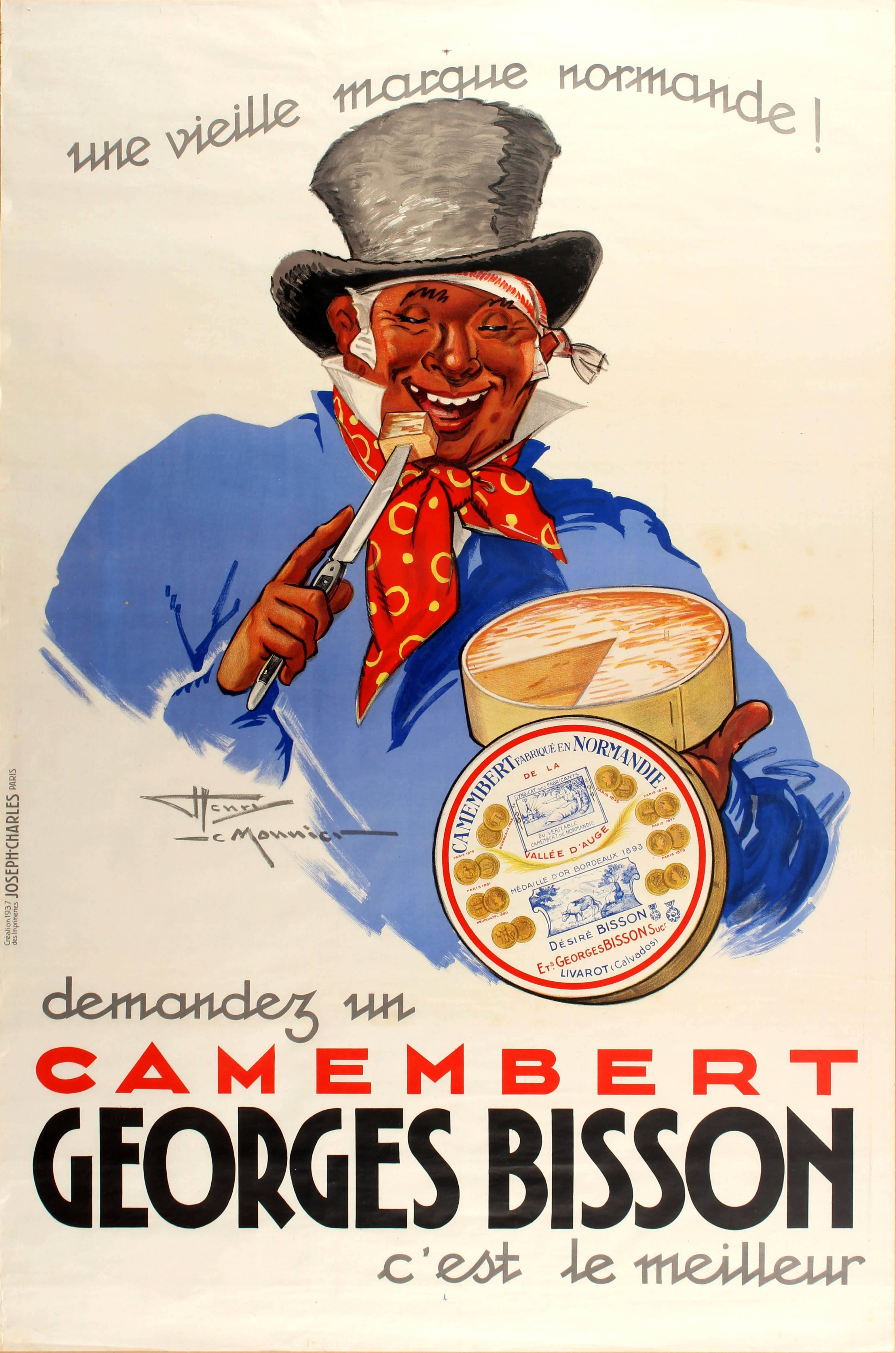 Henry Le Monnier Print - Original Vintage Food Poster Advertising Georges Bisson Camembert Cheese France