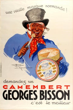Original Vintage Food Poster Advertising Georges Bisson Camembert Cheese France