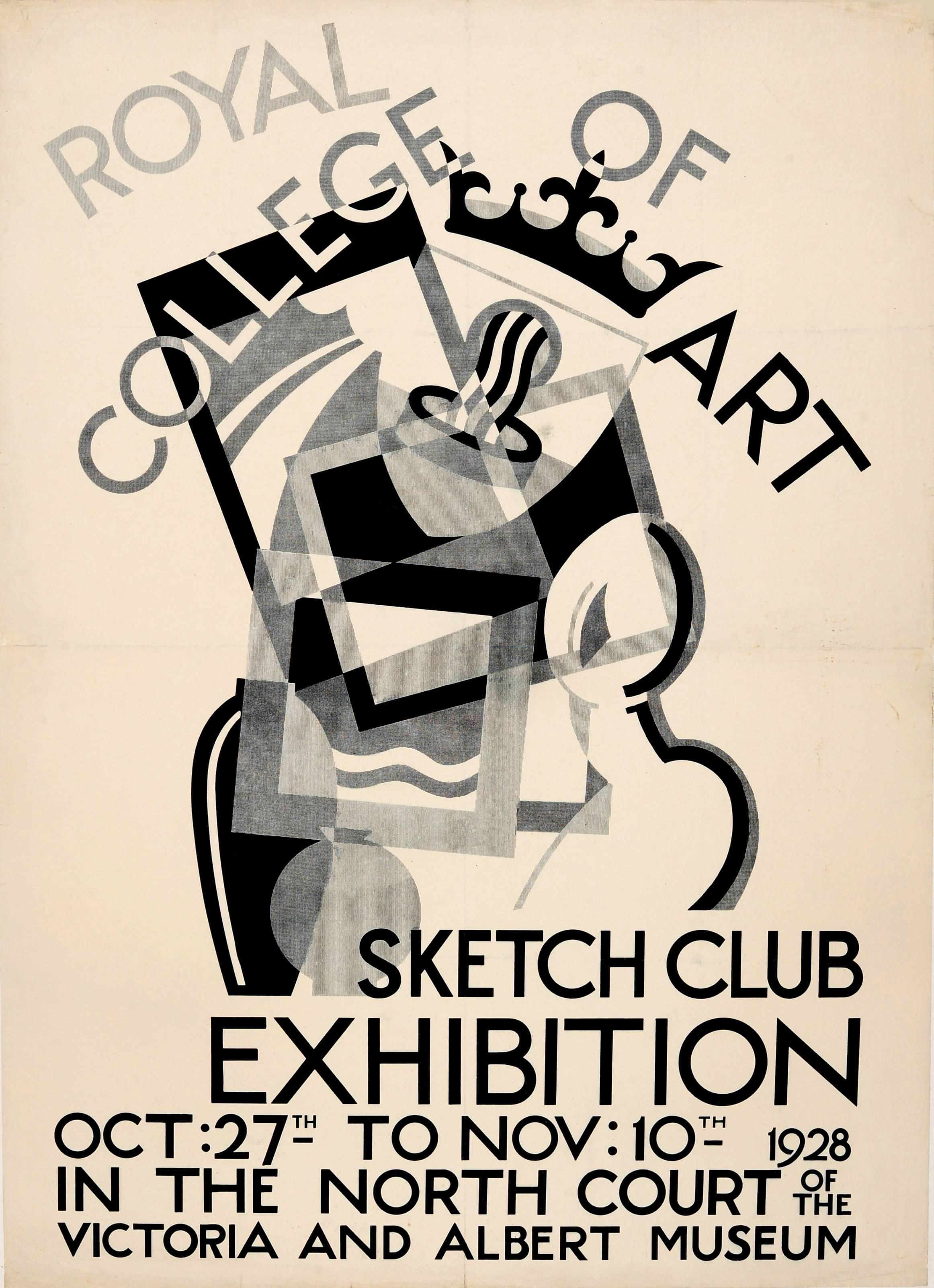 A.E. Halliwell Print - Original Royal College Of Art Sketch Club Poster - 1928 Exhibition At V&A Museum