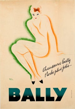 Original Vintage Bally Schuhe Werbung Poster Stücke Plus Jolis / Prettier Füße