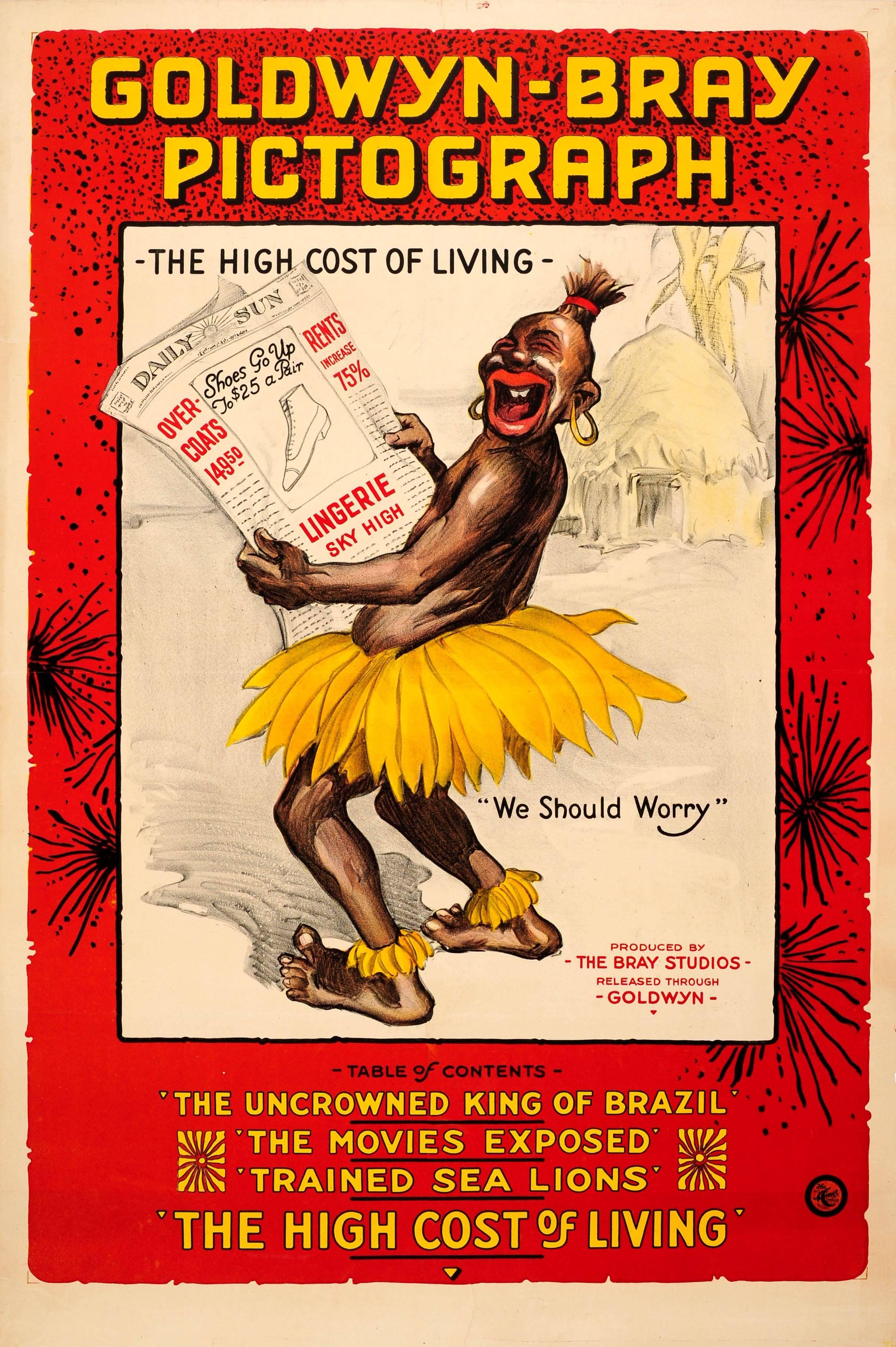 Unknown Print - Original Goldwyn Bray Pictograph Animation Movie Poster: The High Cost Of Living