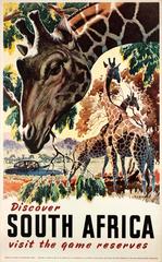 Original Vintage Travel Poster - Discover South Africa - Visit The Game Reserves
