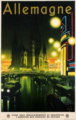 Original Vintage State Railway Travel Poster For Berlin Germany - Allemagne