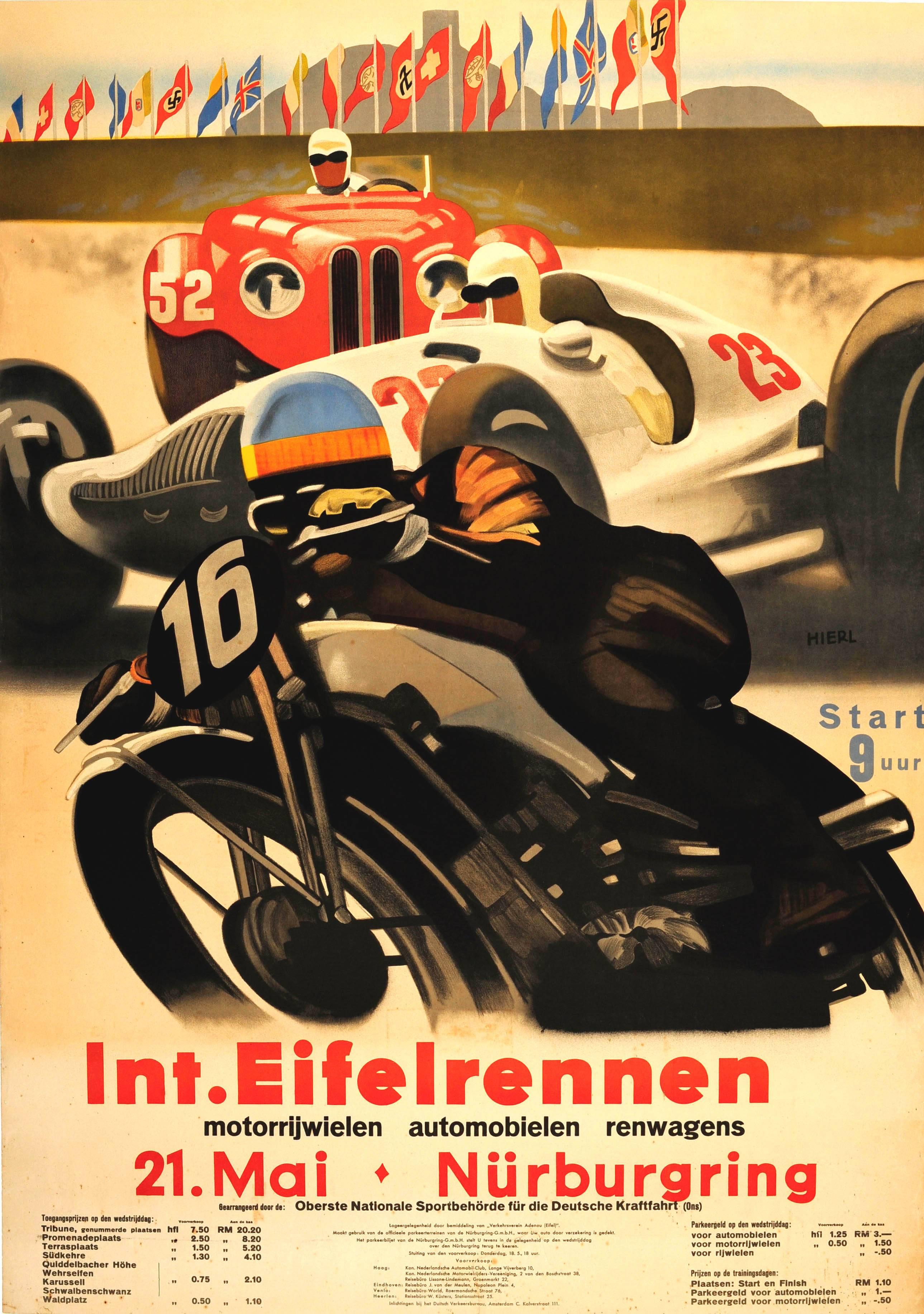 Alfred Hierl Print - Original Car And Motorcycle Racing Poster For The Int. Eifelrennen Nurburgring