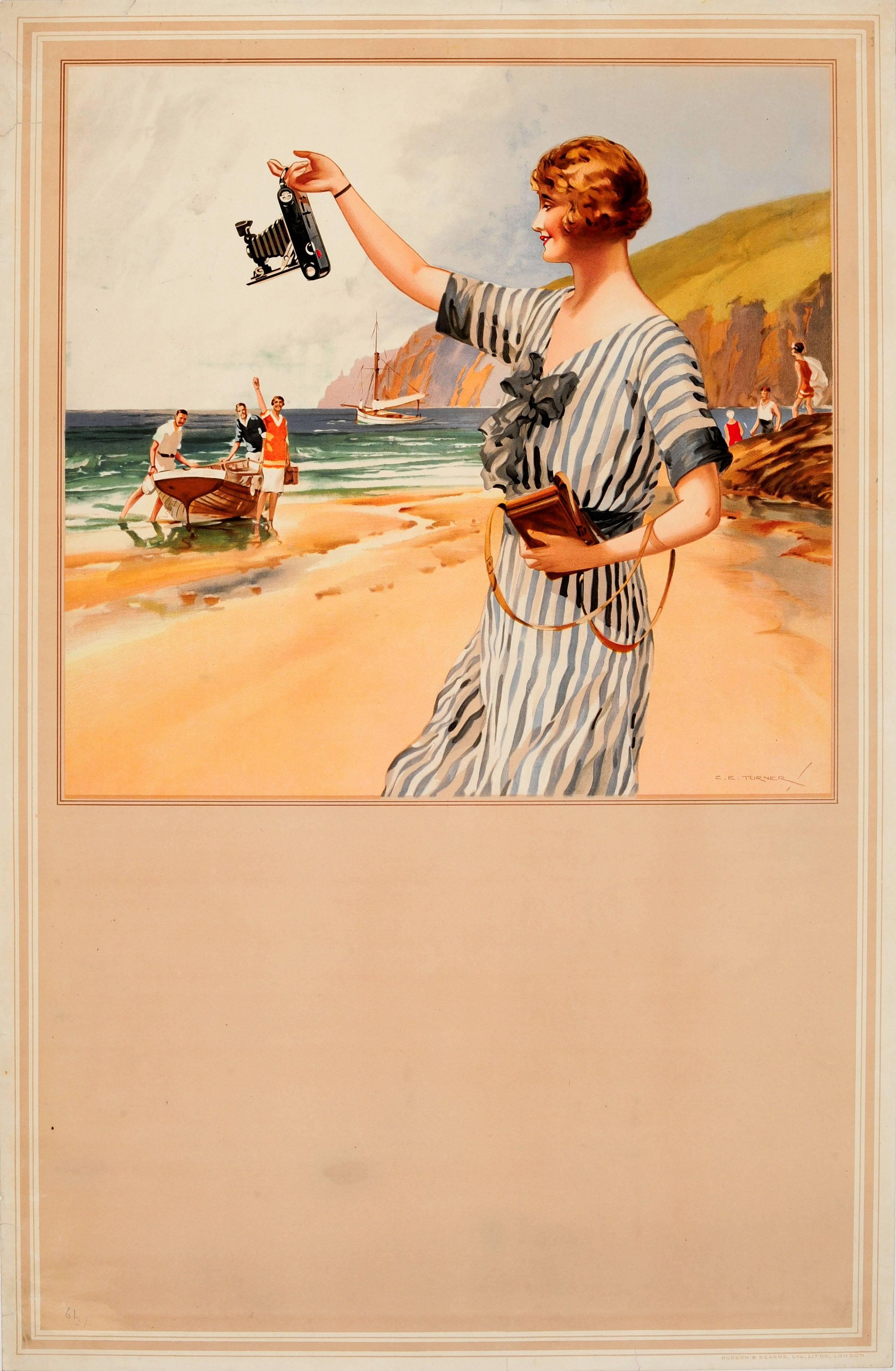 Charles Eddowes Turner Print - Original Vintage Kodak Camera Advertising Poster - Summer Beach Scene Painting