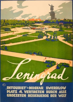 Rare affiche originale de voyage itinérant soviétique - Leningrad / Saint-Pétersbourg, Russie