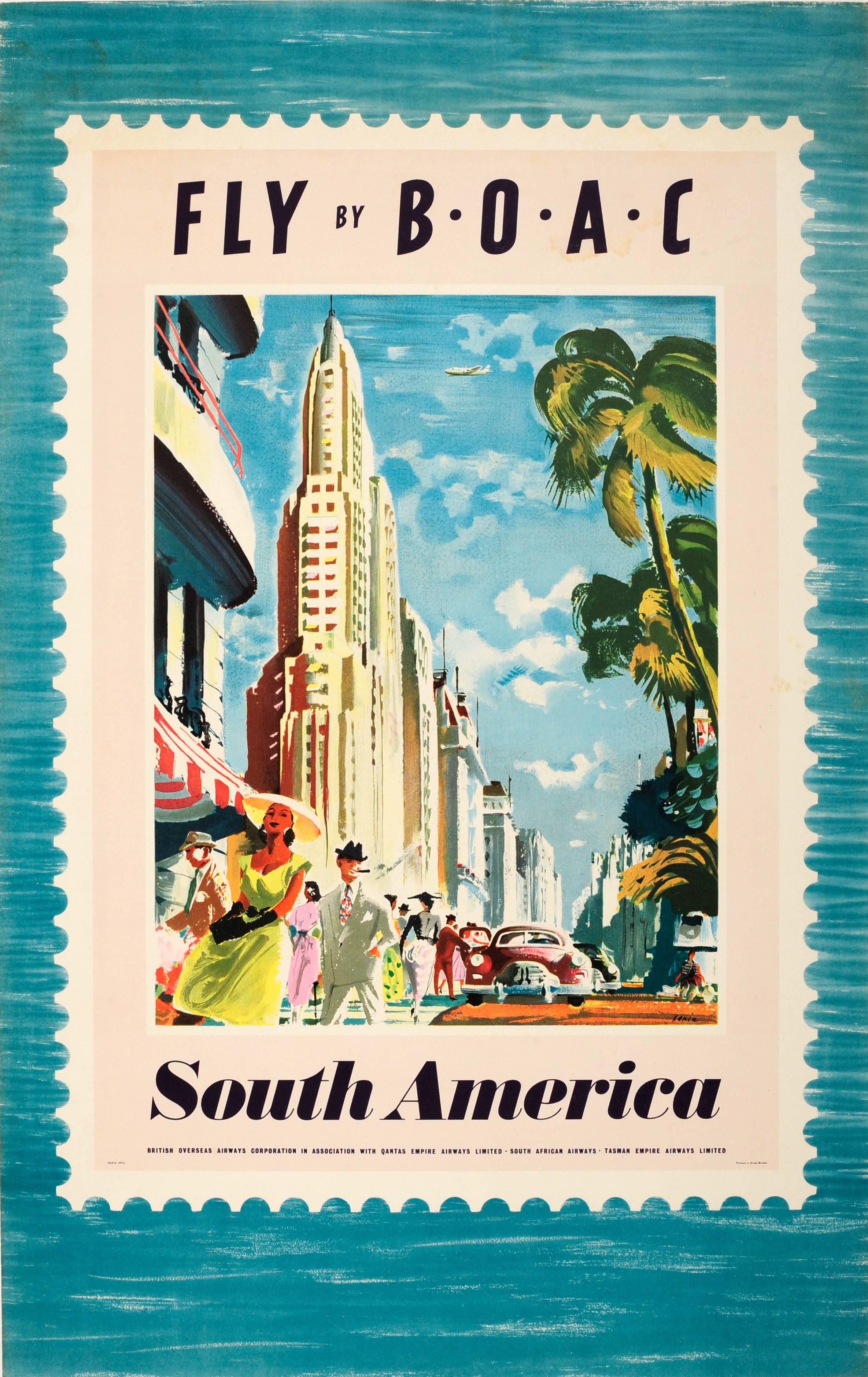 Xenia Print - Original Vintage Travel Advertising Poster - Fly By BOAC - South America