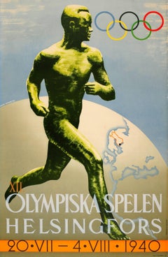 Original Vintage Sport Poster For The 1940 Summer Olympic Games Held In Finland