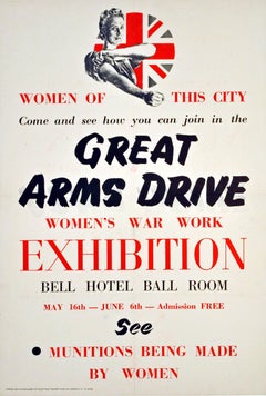 Original World War Two Poster - Great Arms Drive - Women's War Work Exhibition