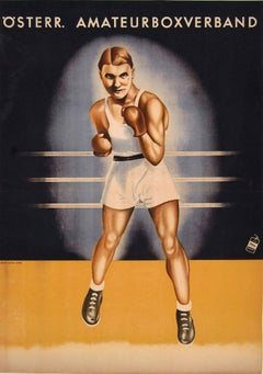 Original Vintage Sport Poster For An Amateur Boxing Competition