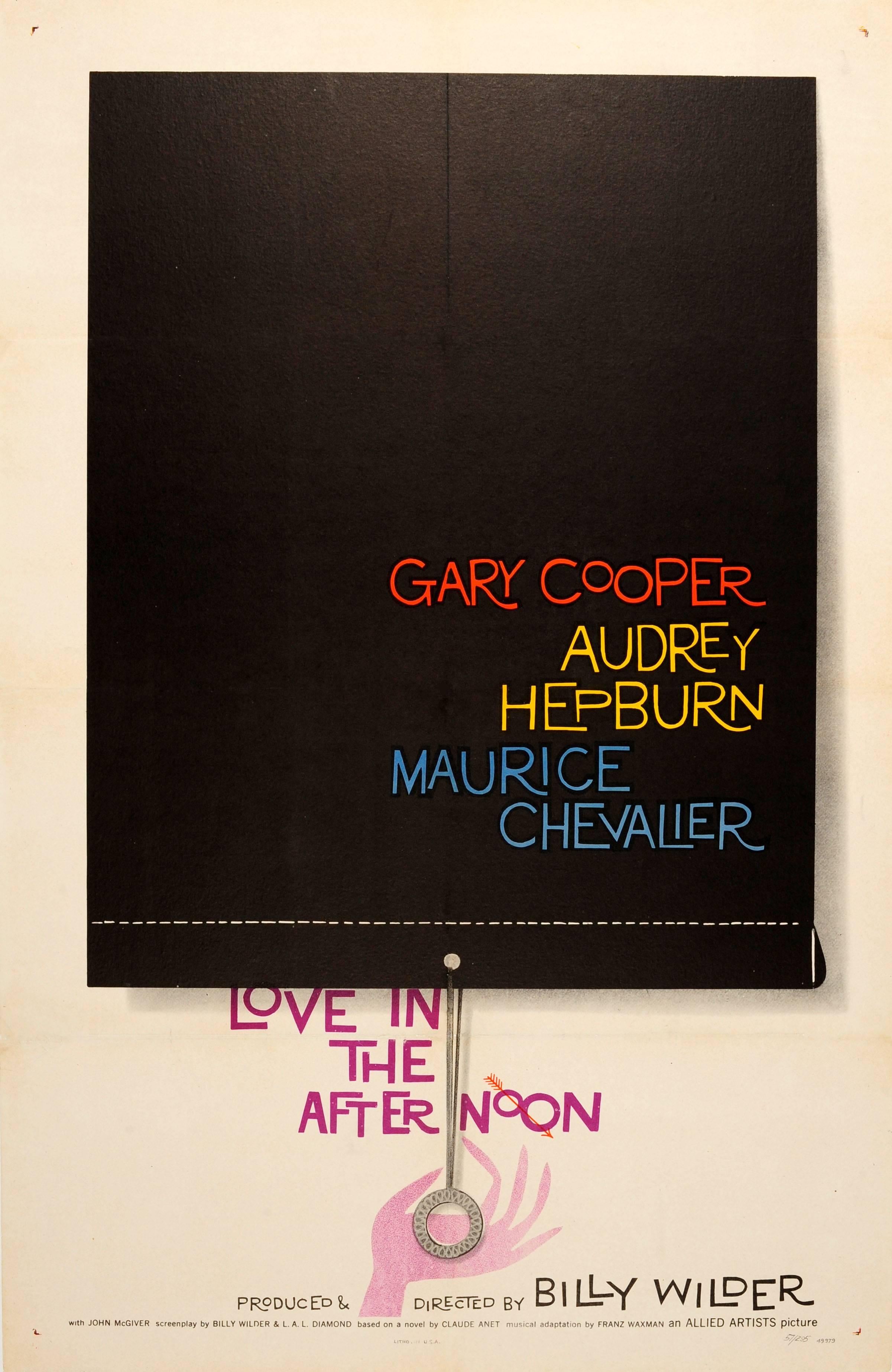 Saul Bass Print - Original Vintage Movie Poster Love In The Afternoon Gary Cooper & Audrey Hepburn