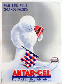 Original Vintage Advertising Poster - Antar Gel Antifreeze For The Coldest Days