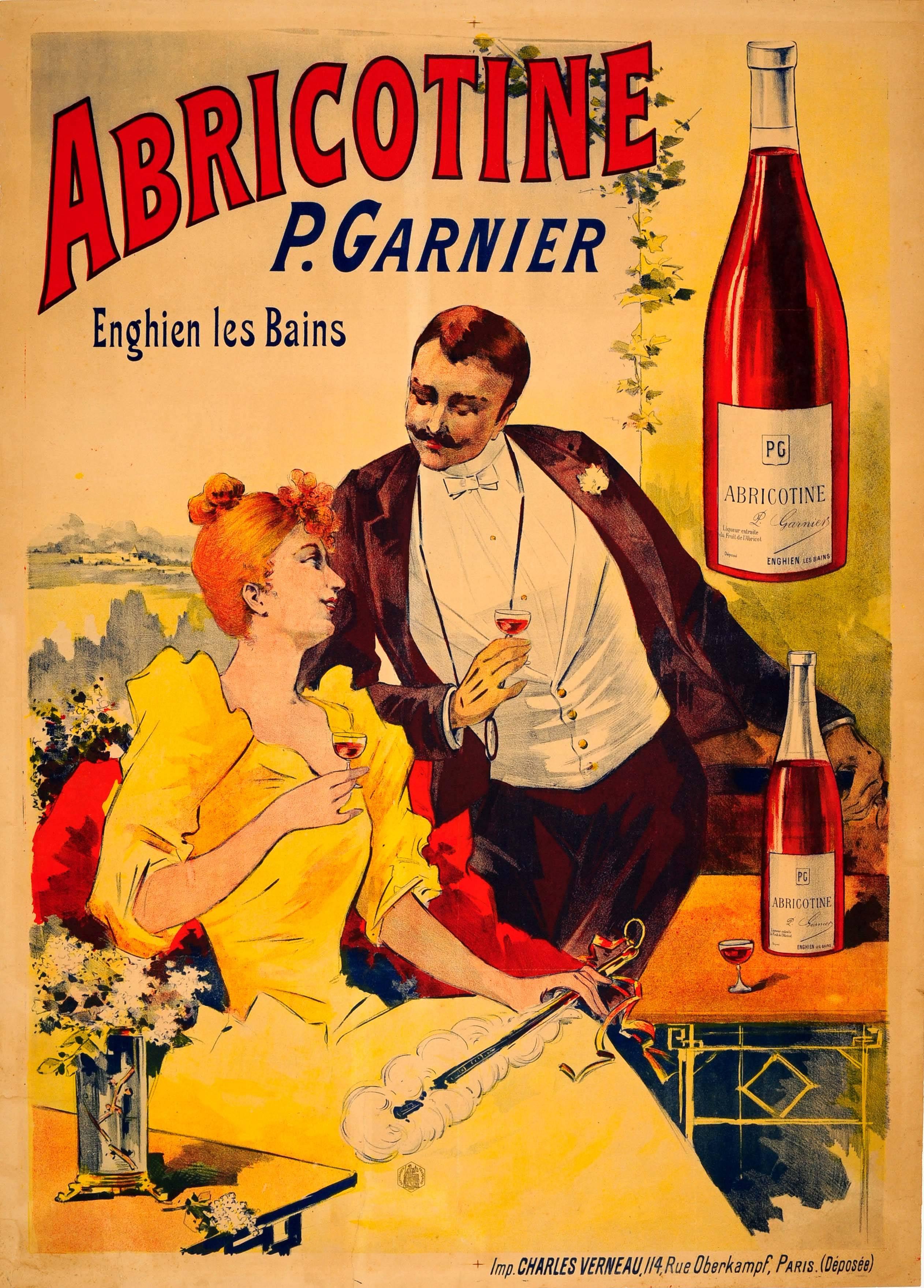 Unknown Print - Original Antique Belle Epoque Drink Advertising Poster For Abricotine Liqueur