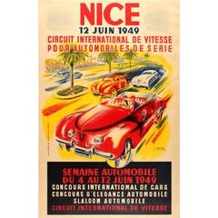 Original Vintage Car Week Event Poster For The Nice International Speed Circuit 12