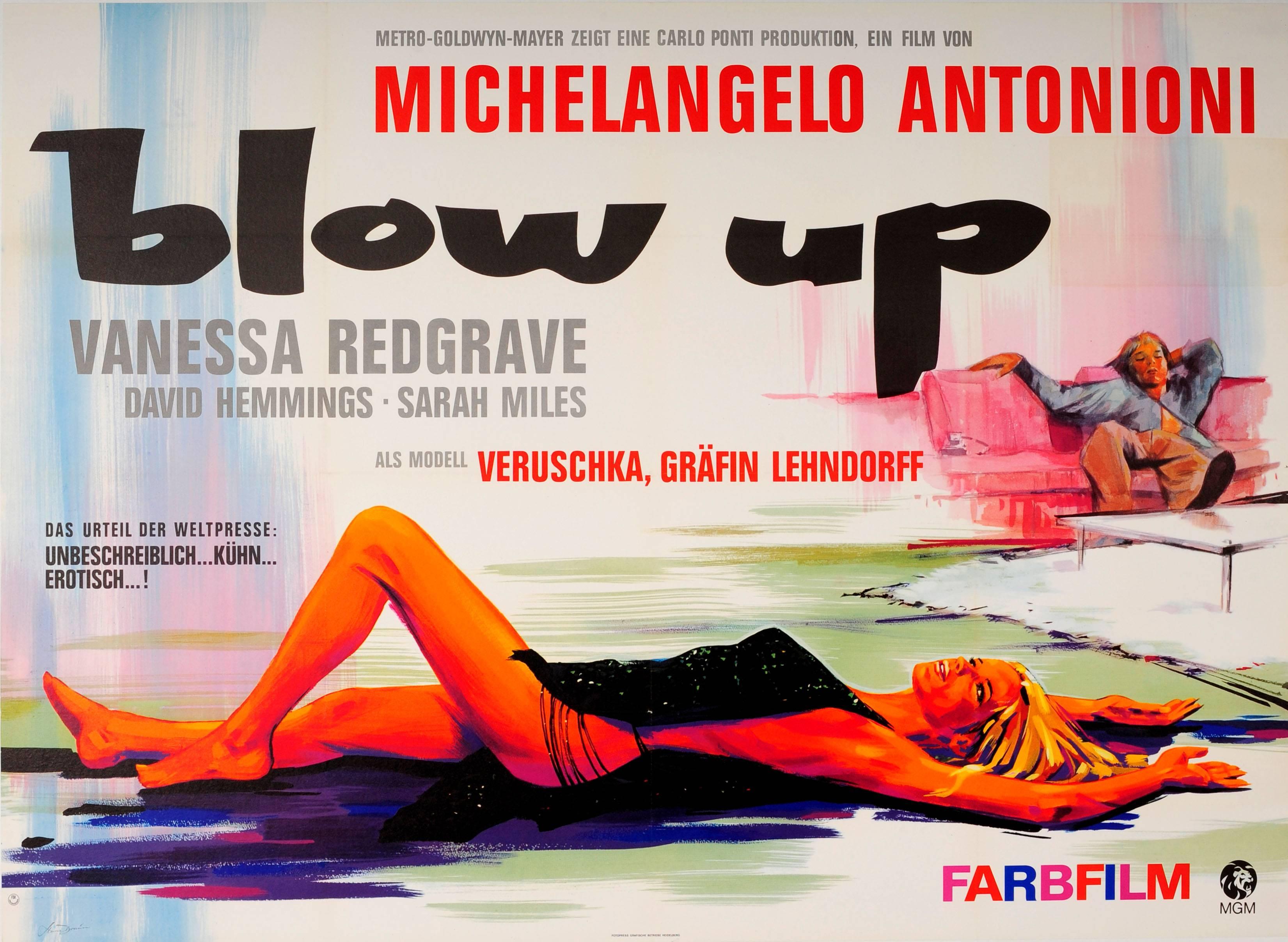 Print Hans Braun - Affiche vintage d'origine du film Blow Up d'Antonioni avec Vanessa Redgrave