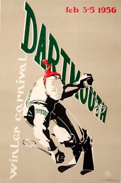 Original Vintage Skiing Event Poster For The 1956 Dartmouth Winter Carnival