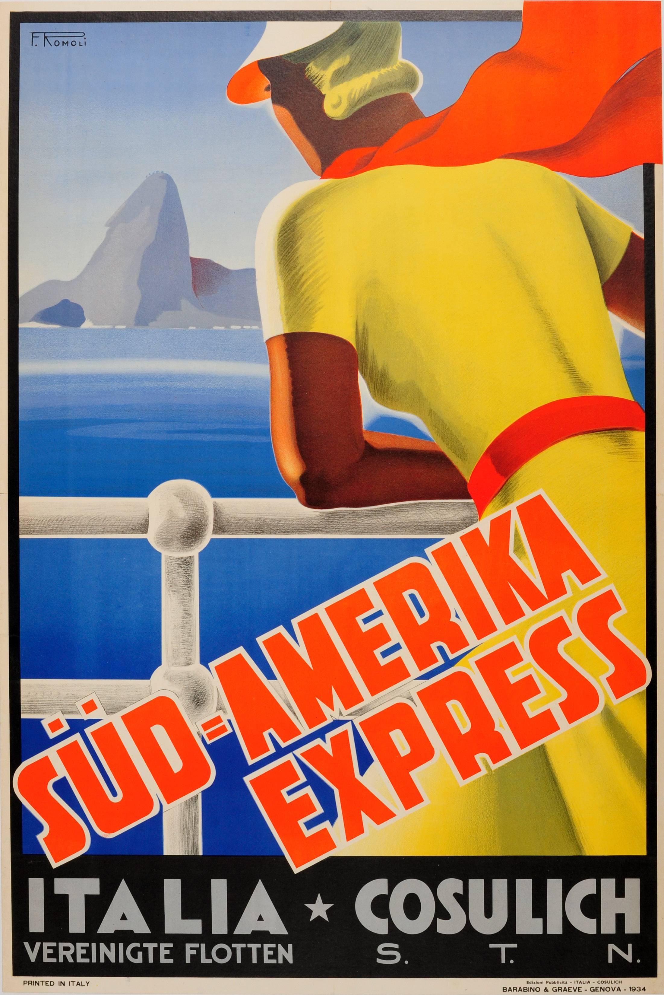 Filippo Romoli Print - Original Cruise Line Travel Poster Advertising Express Services To South America