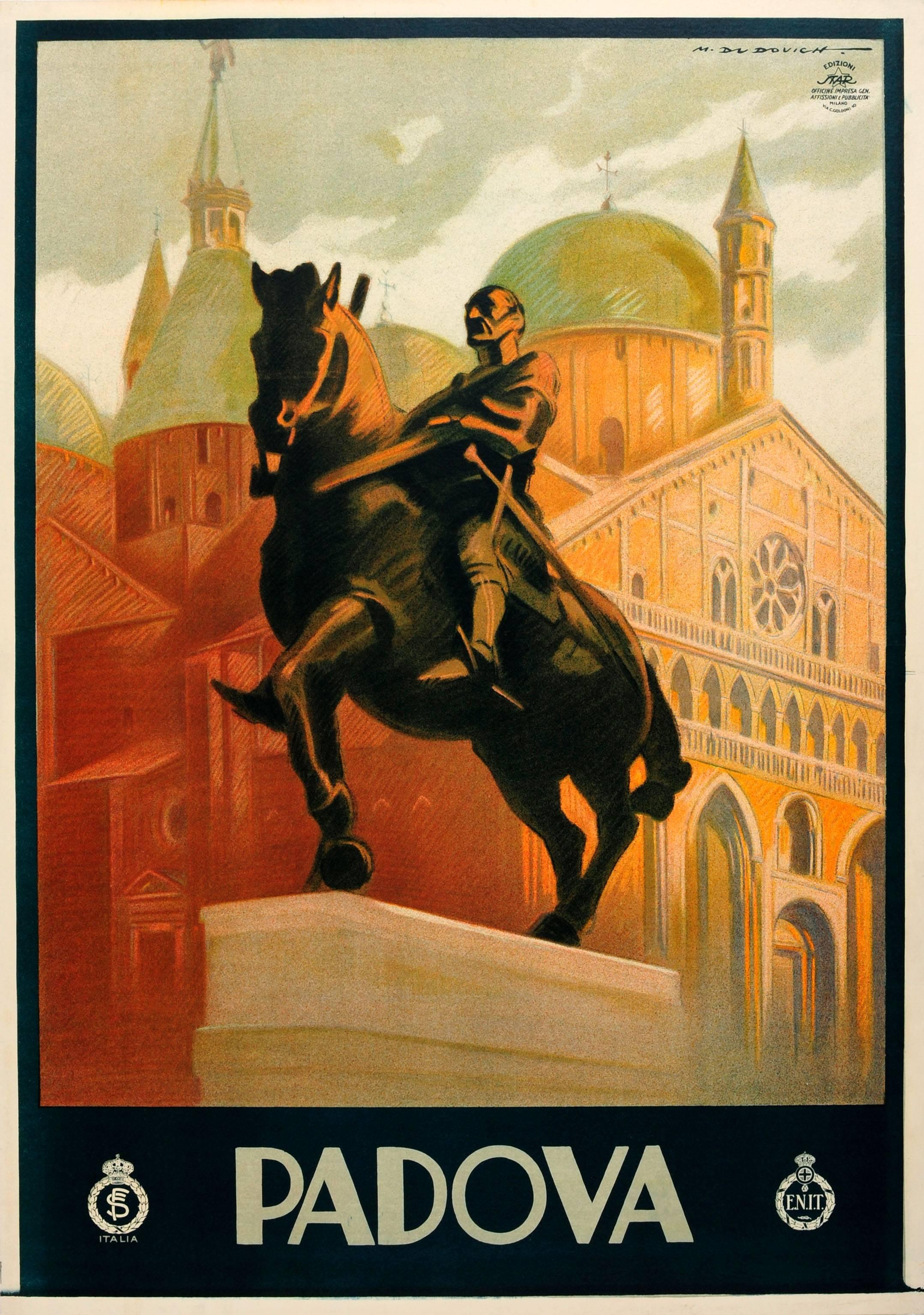 Marcello Dudovich Print - Original Vintage ENIT Travel Advertising Poster By Dudovich For Padova In Italy