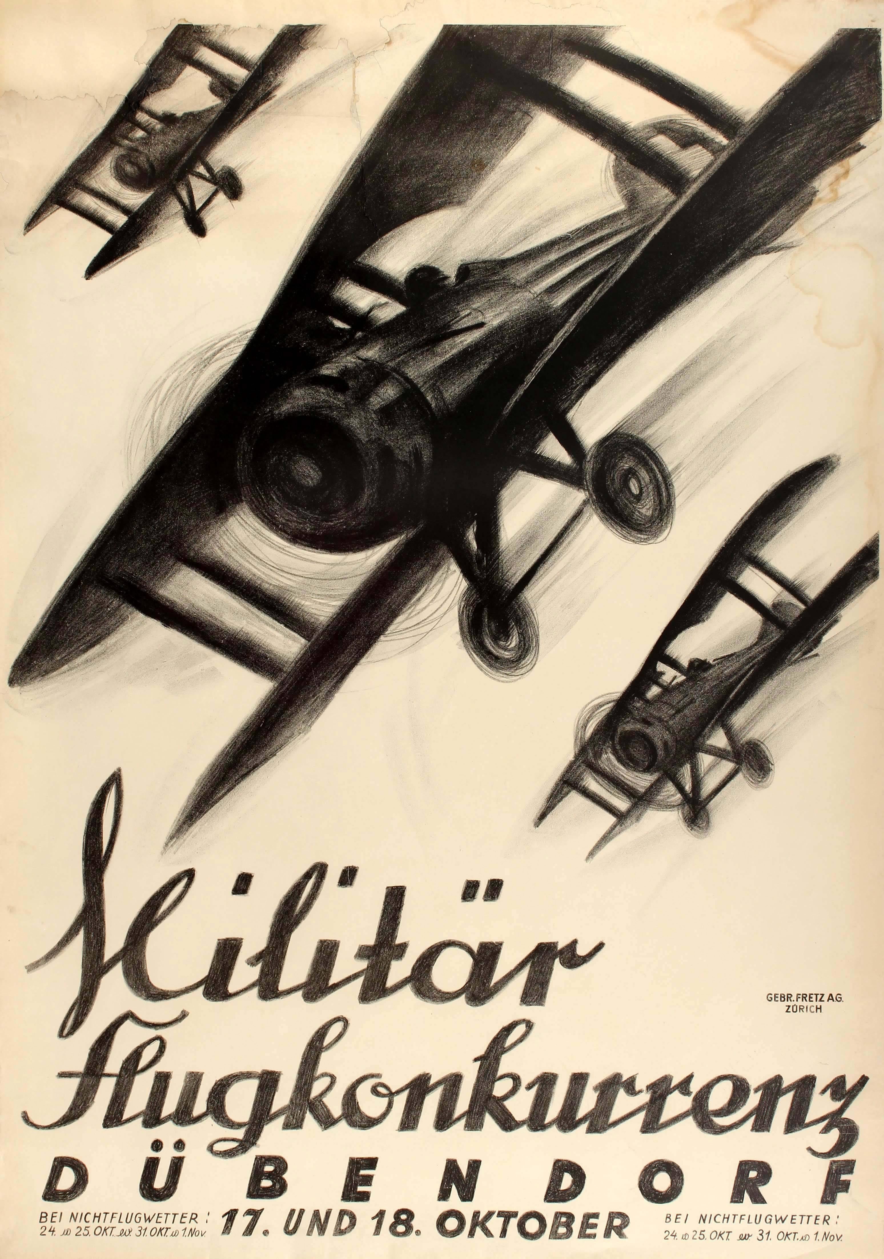 Otto Baumberger Print - Large Original Swiss Military Flight Competition Poster - Militar Flugkonkurrenz
