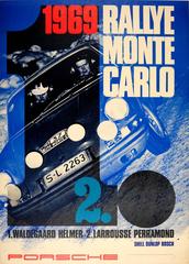 Retro Original Porsche 911S Car Poster For Their Victory At The 1969 Monte Carlo Rally