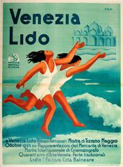 Original Vintage Poster For The 1935 Art And Film Festival Events At Venice Lido