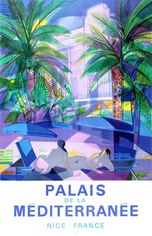 Camille Hilaire Print - Original Vintage Advertising Poster For Palais de la Mediterranee Nice / France