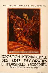 Original Vintage Modern Decorative And Industrial Arts Paris Exhibition Poster