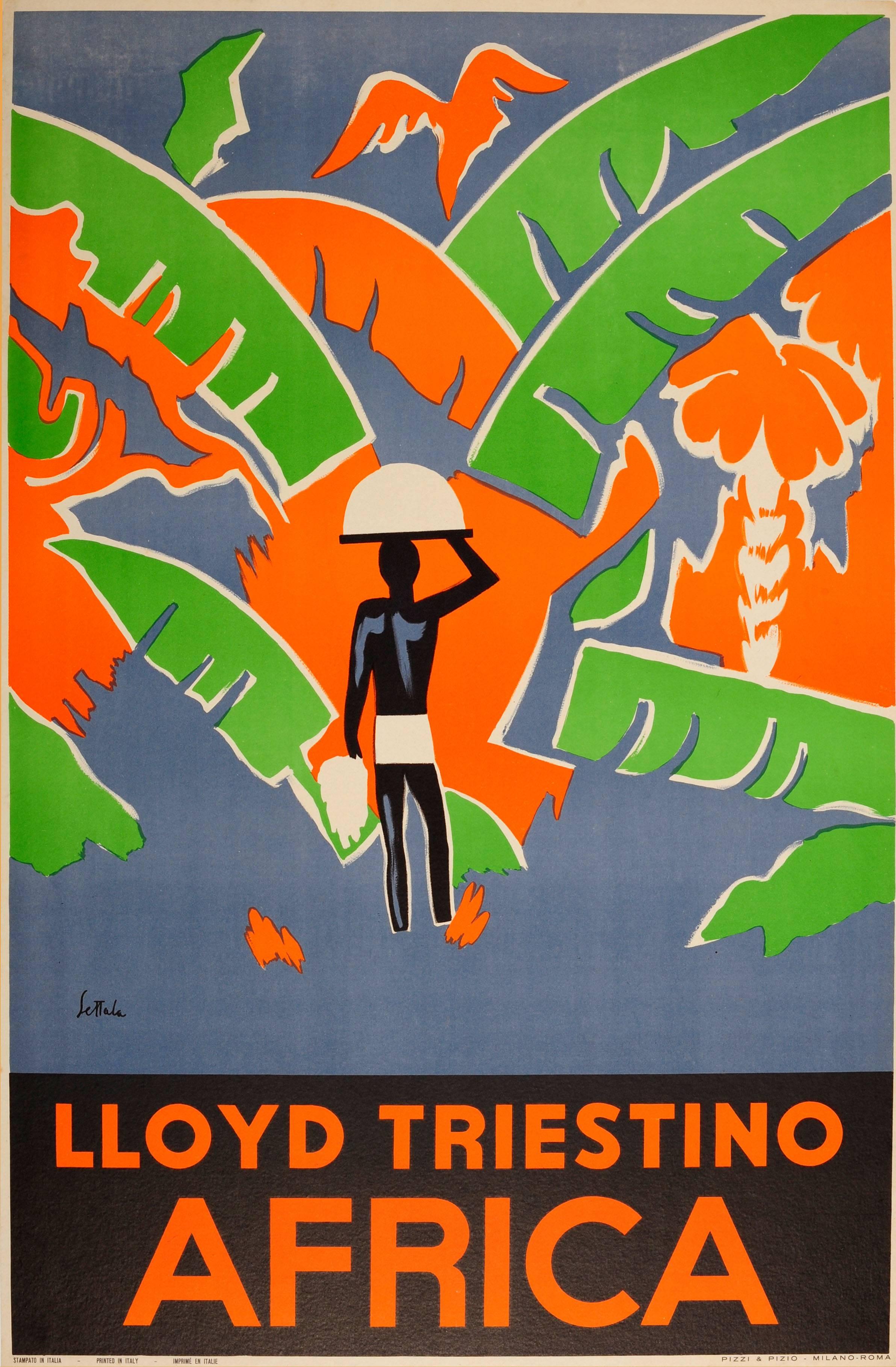 Giorgio Settala Print - Original Vintage Cruise Ship Travel Advertising Poster - Lloyd Triestino Africa