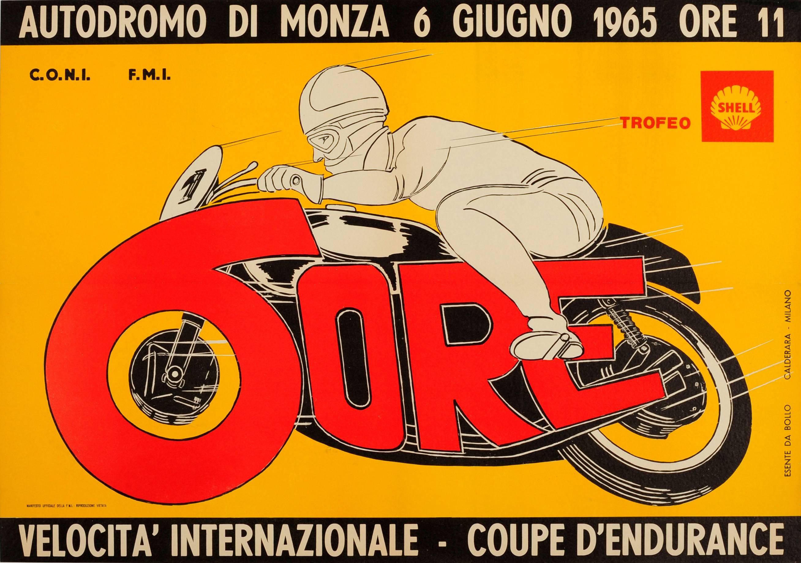 C. Calderara Print - Original Vintage Sport Poster For The Motorcycle Racing Endurance Cup At Monza