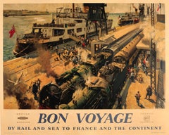 Vintage Original SNCF French And British Railways Poster - Bon Voyage - By Rail And Sea