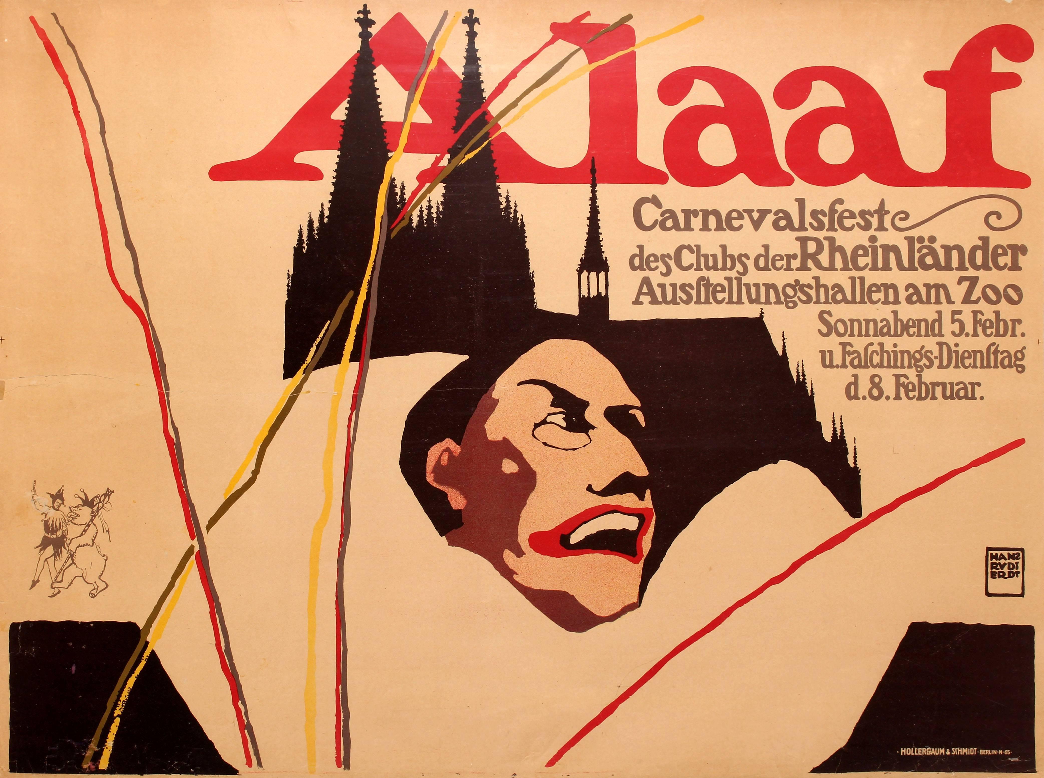 Hans Rudi Erdt Print - Original Antique Cologne Carnival Festival Poster - Alaaf - Carnevalsfeste Koln