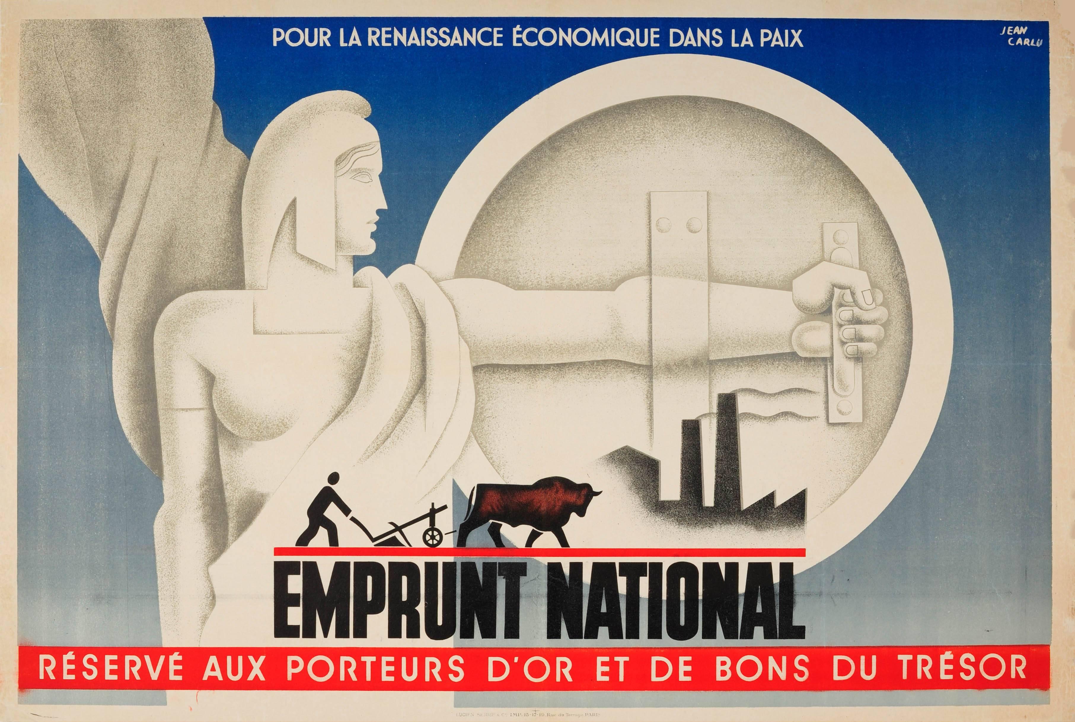 Jean Carlu Print - Original Vintage Art Deco French National Loan Peace Poster - Emprunt National