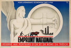 Original Vintage Art Deco French National Loan Peace Poster - Emprunt National