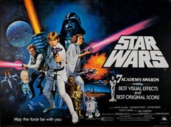 Original Vintage British Quad Sci-Fi Movie Poster For Star Wars 7 Academy Awards