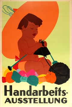 Original Large Art Deco Poster For An Exhibition Of Handcrafts At KaDeWe Berlin