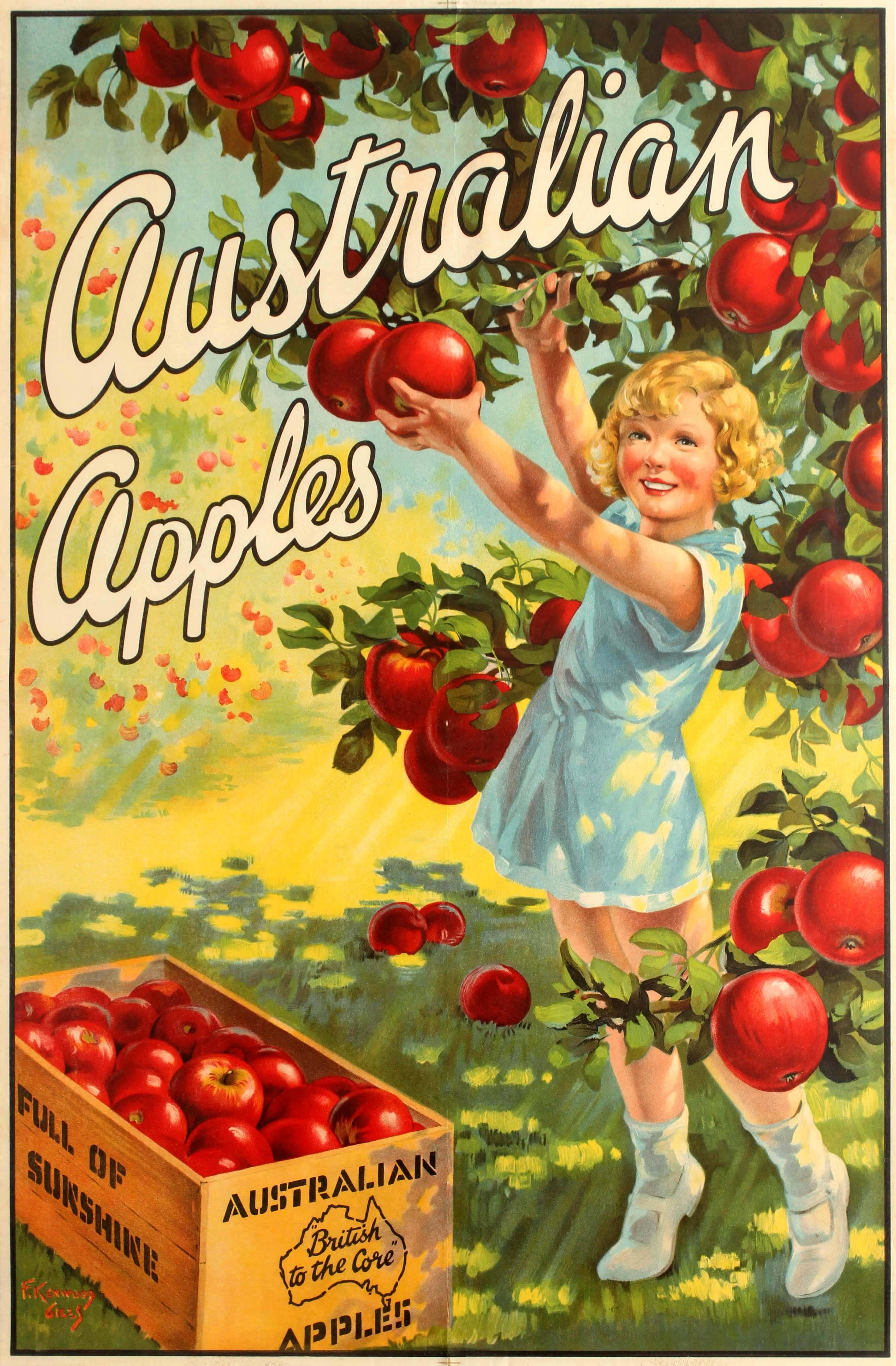 F. Giles Kenwood Print - Original Vintage Advertising Poster For Australian Apples - British to the Core