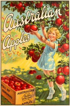 Original Vintage Advertising Poster For Australian Apples - British to the Core