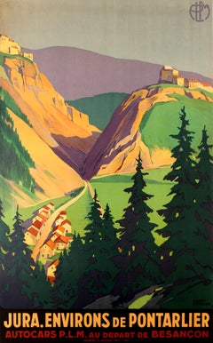 Original Vintage PLM Railway Poster By Broders For Jura - Environs De Pontarlier