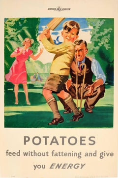 Original WWII Food Poster - Potatoes Feed Without Fattening And Give You Energy